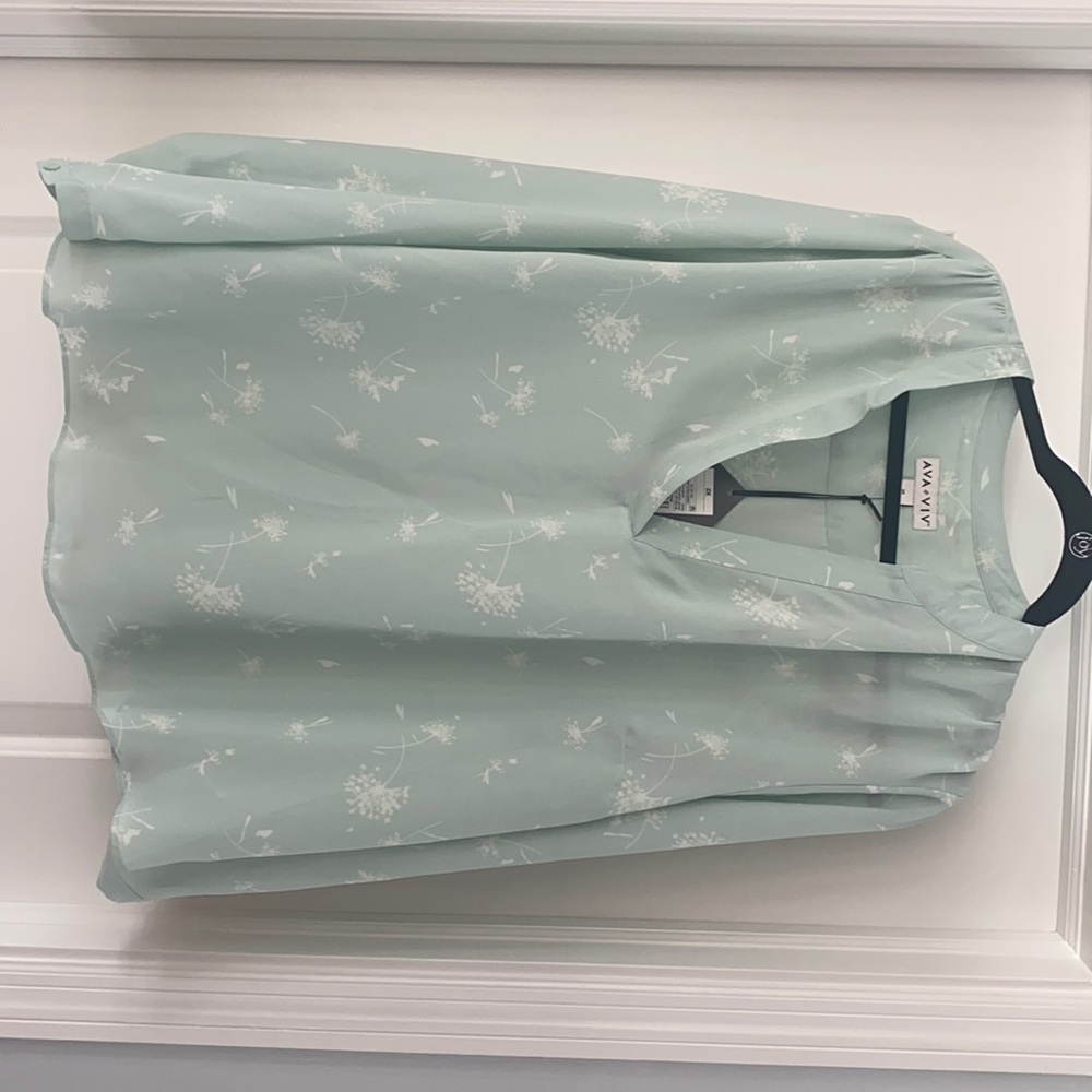 Aqua floral plus blouse- new with tags